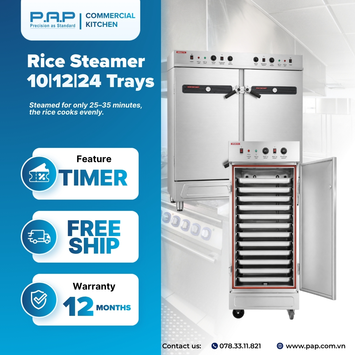 Tủ hấp cơm công nghiệp kingbetter